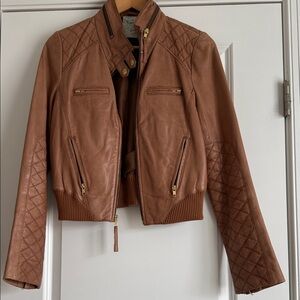 Hinge Tan Faux Leather Women's Jacket